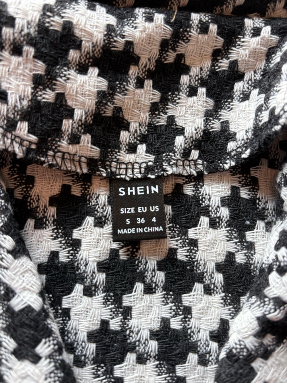 SHEIN Black & White Houndstooth Cropped Jacket and Skirt Set - Picture 3 of 7